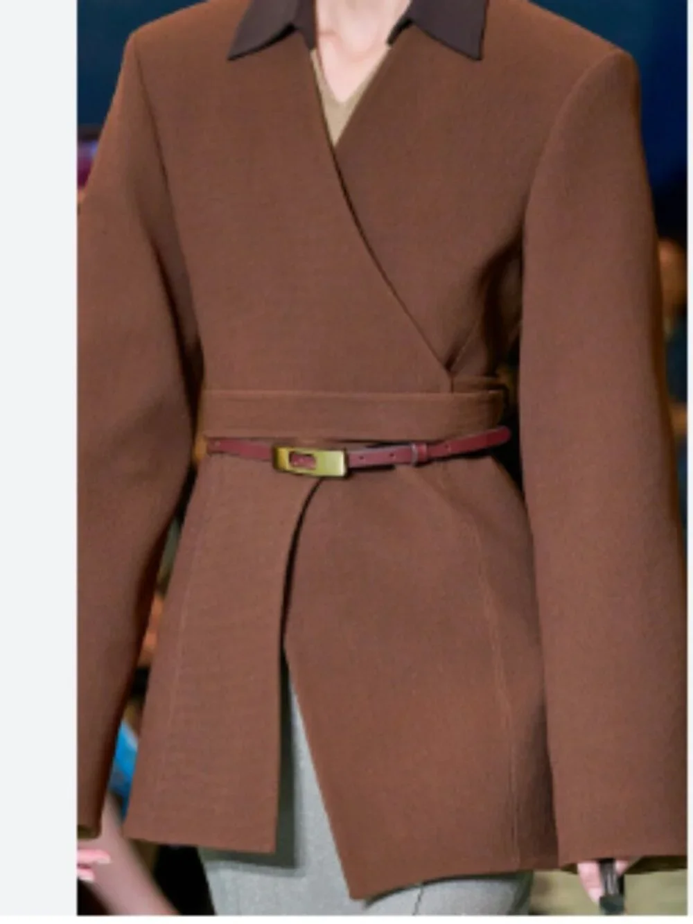 Tory Burch Women's Brown Asymmetrical Pique Wrap Belted Jacket Blazer 4